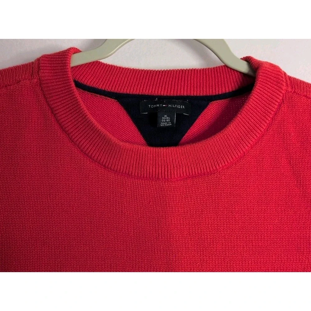 Tommy Hilfiger Women's Crewneck Pullover Sweater Red‎ w/ White Stripes size XL